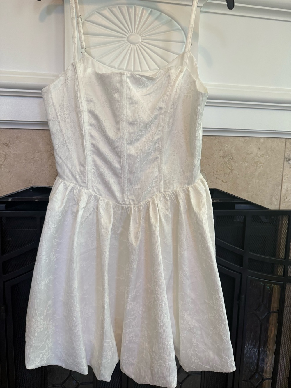 NWT All In Favor White Jacquard Corset Mini Dress L